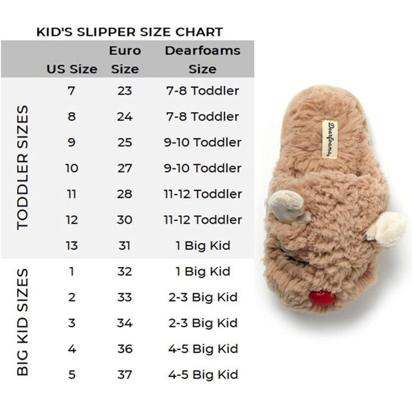 π Dearfoams Holiday Reindeer Slippers - BIG Kids Size 2-3 (NWT) - Picture 2 of 6